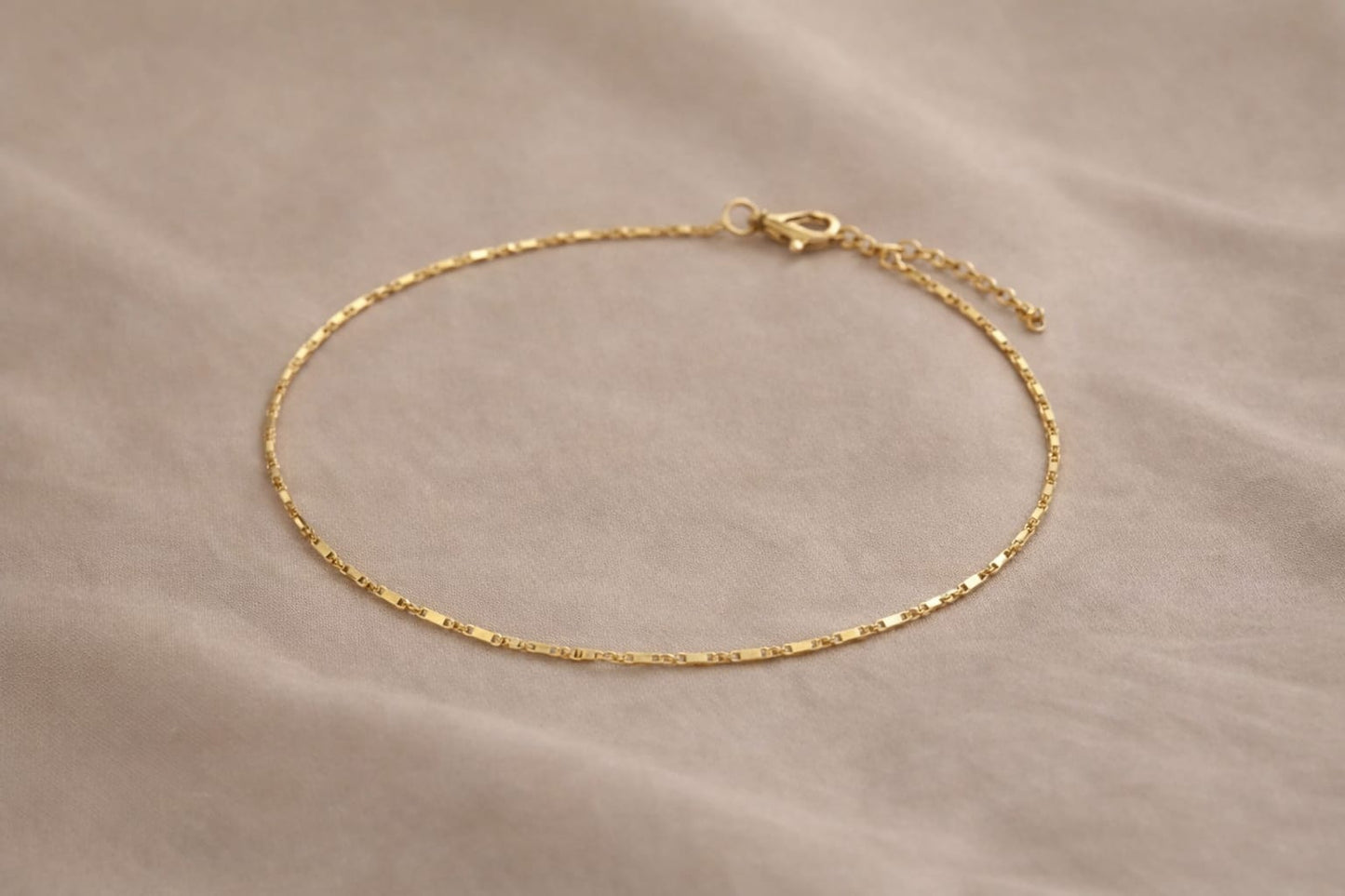 18K Gold Plated Minimalist Chain Anklet for Women | Simple Rectangular Bar Daily Wear Payal | Anti-Tarnish Skin Friendly Leg Chain | Stylish Foot Jewelry Gift