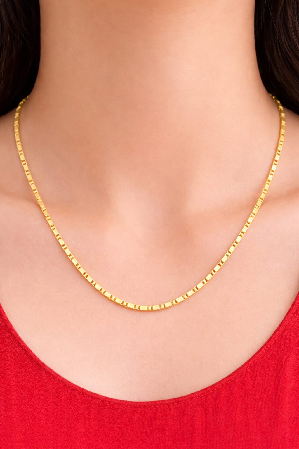 Premium Gold Finish Chain Necklace – Modern Simple Jewelry