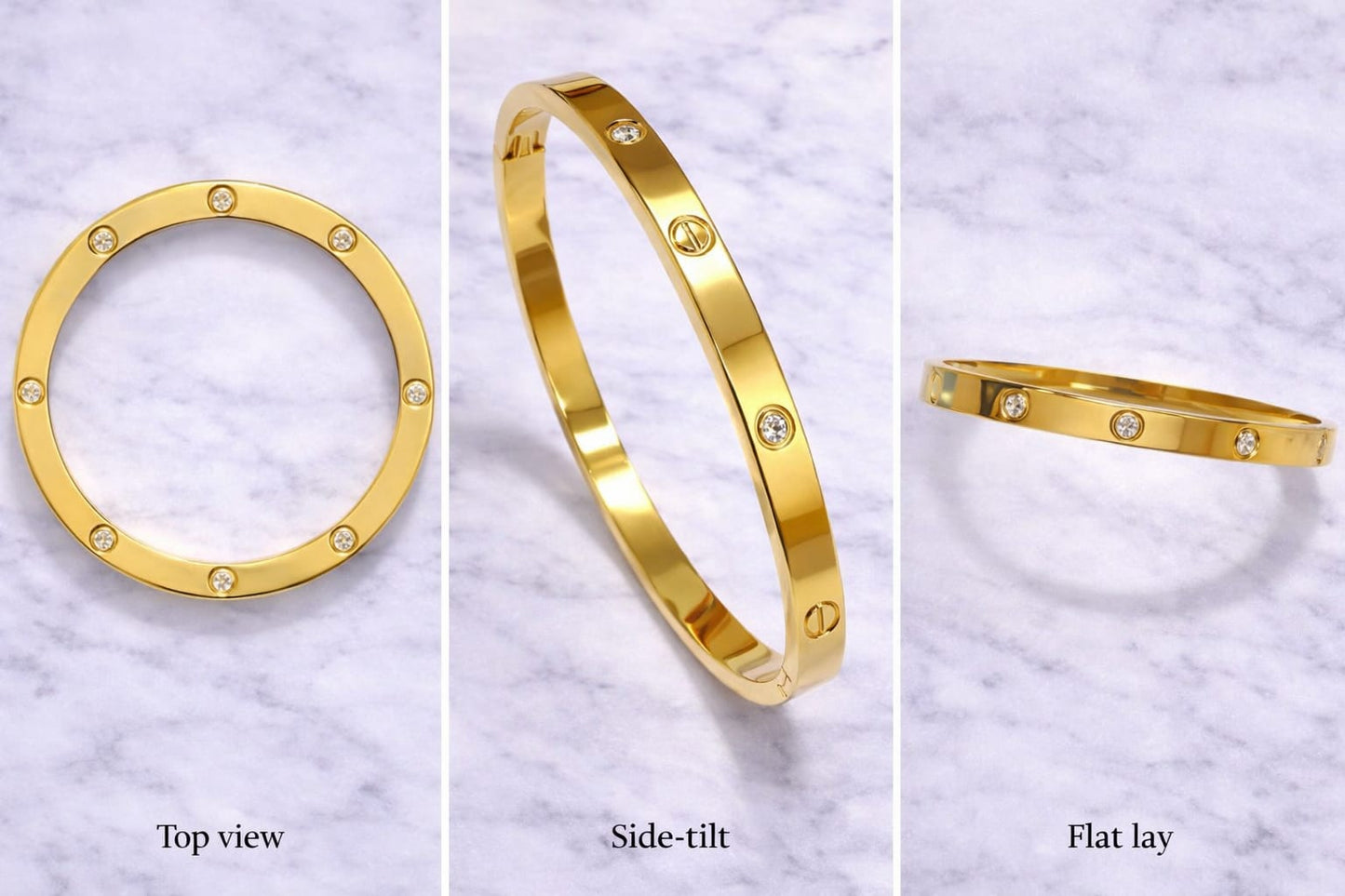 Luxury Gold Plated Screw Design Bracelet with Zircon Stones for Women