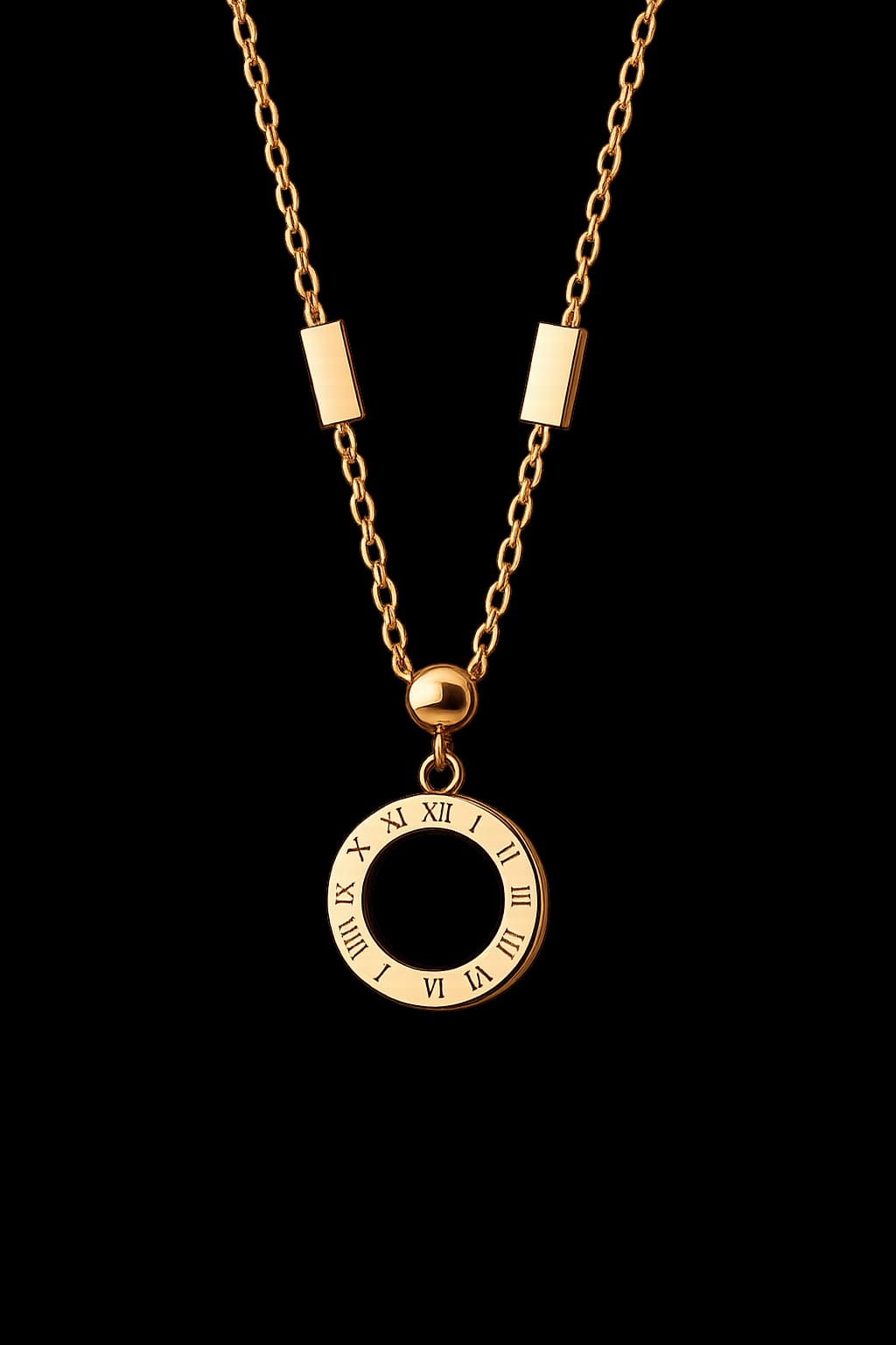 Minimalist Rose Gold Black Stone Necklace for Women