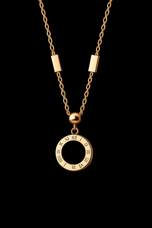 Minimalist Rose Gold Black Stone Necklace for Women