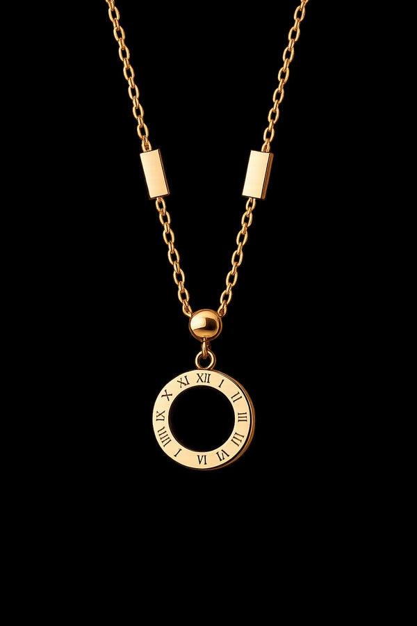 Minimalist Rose Gold Black Stone Necklace for Women