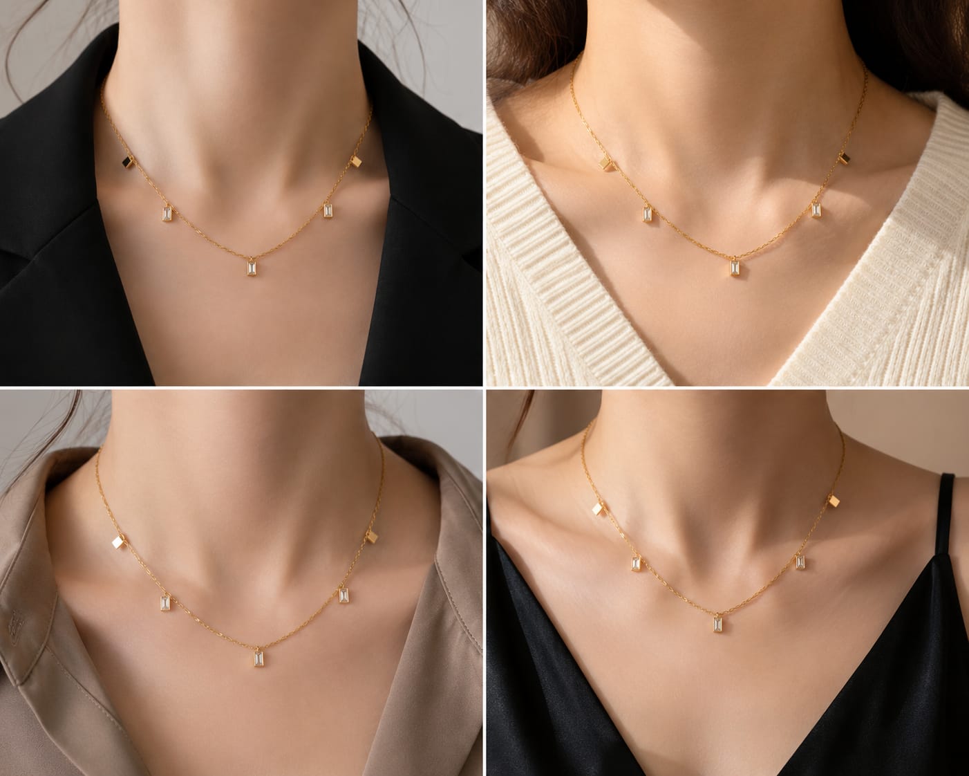 Golden Luxe Crystal Charm Necklace
