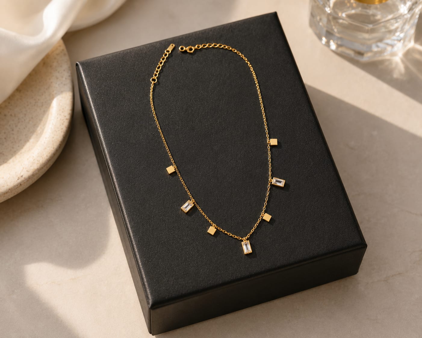 Golden Luxe Crystal Charm Necklace