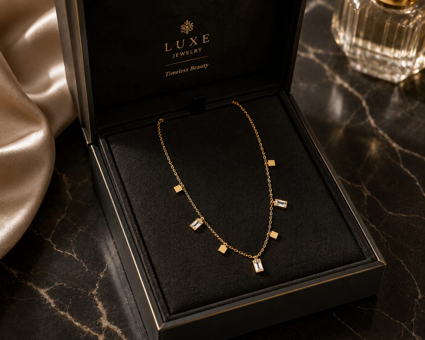 Golden Luxe Crystal Charm Necklace